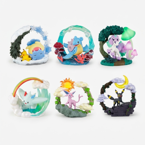 Re-Ment Pokémon Circular Diorama Collection Complete Set of 6 Figures Desktop Decoration Size